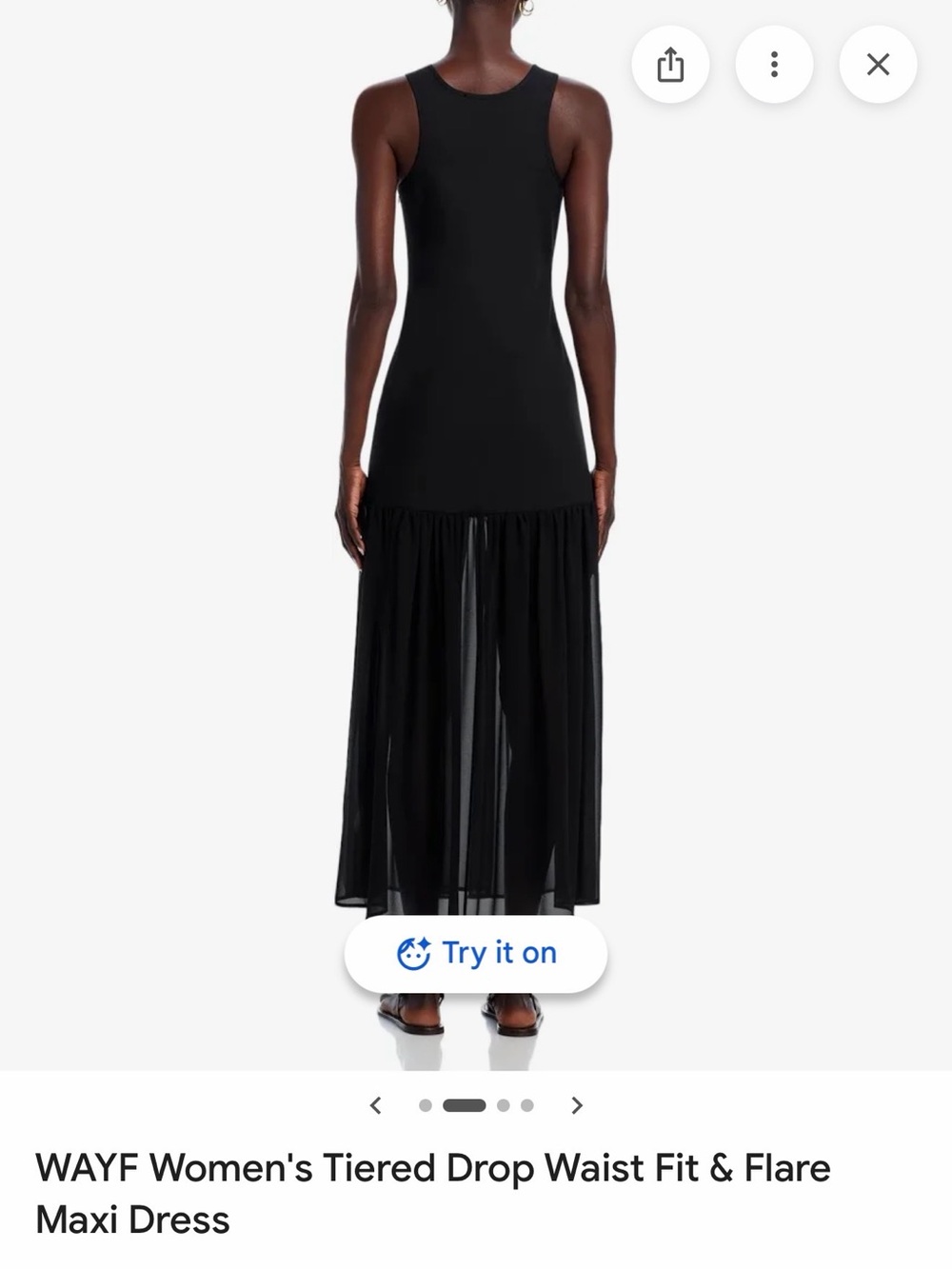 Wayf Black Sleeveless Fit-and-Flare Tiered Maxi Dress